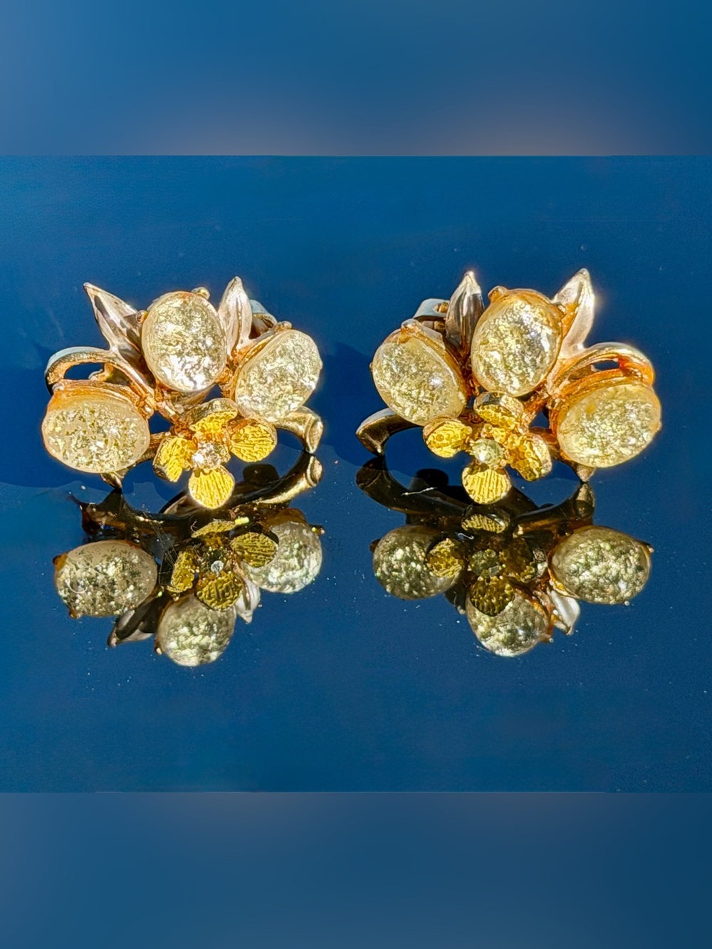 Vintage Signed Florenza Floral 3 Pc Jewelry Set Necklace Bracelet Clip Earrings